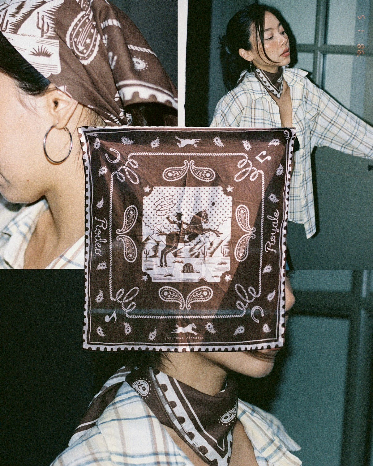 SOMETHING RODEO BANDANA SCARF (TOBACCO LEAF BROWN)