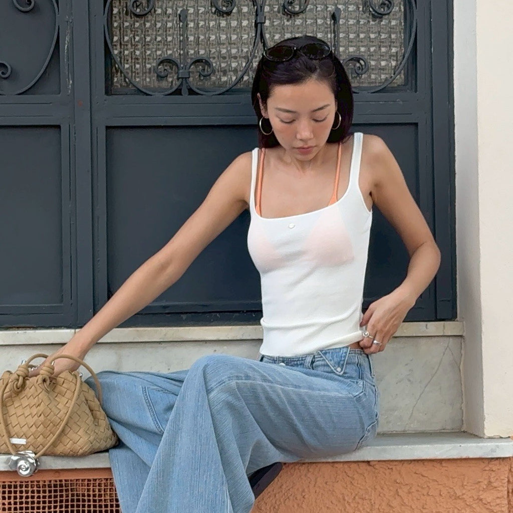 SOMETHING BUTTER CREAM KNIT CAMI