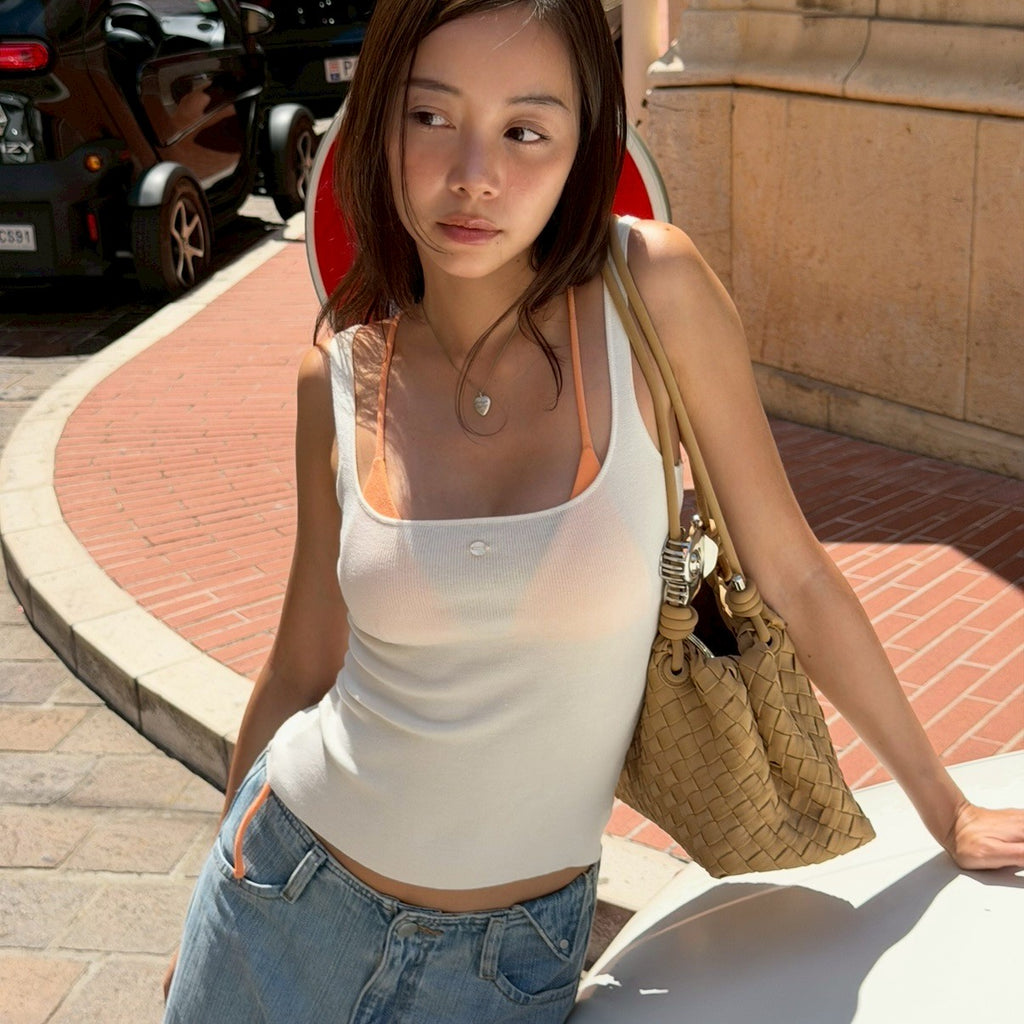 SOMETHING BUTTER CREAM KNIT CAMI