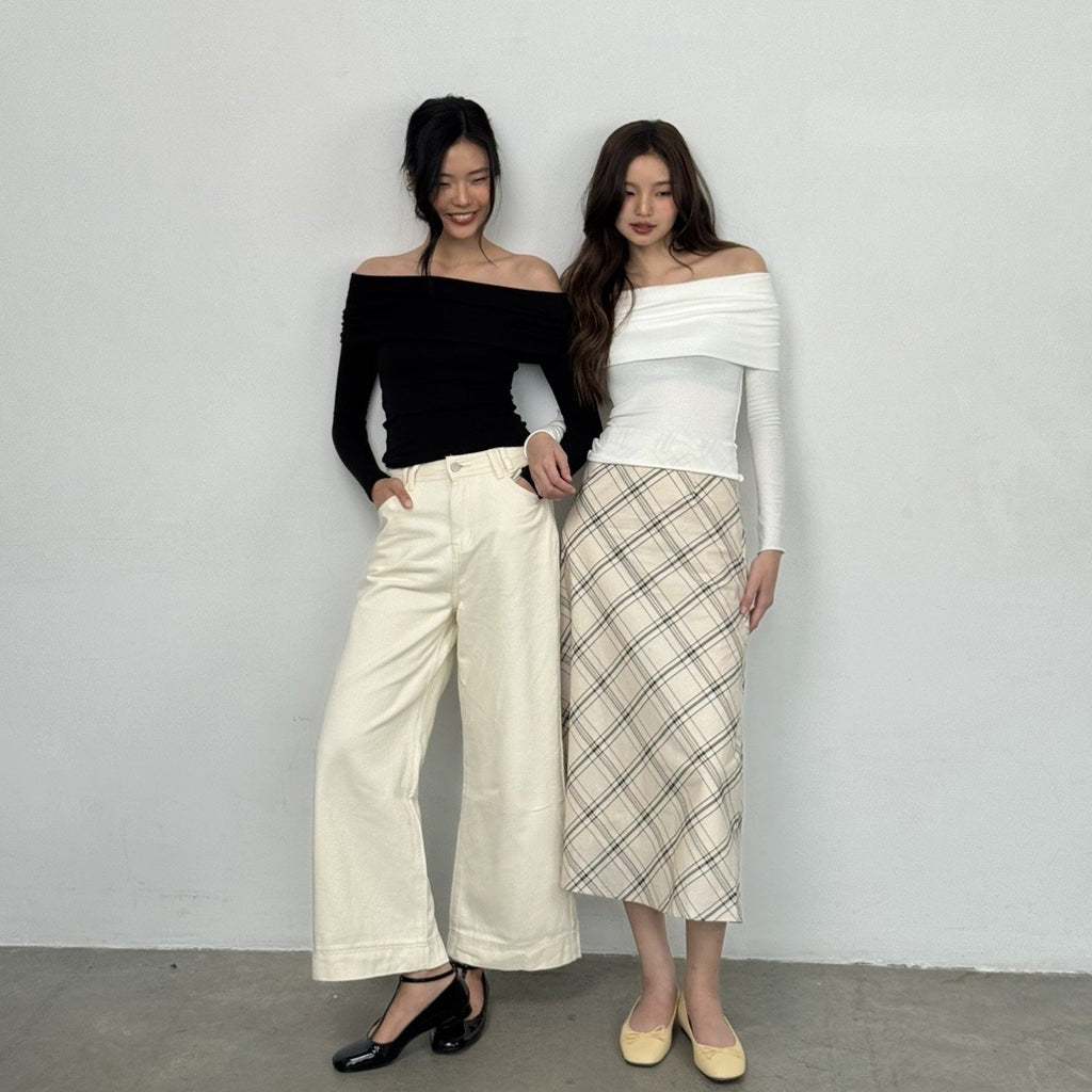 SOMETHING MARSHMALLOW WHIP OFF SHOULDER (BLACK)