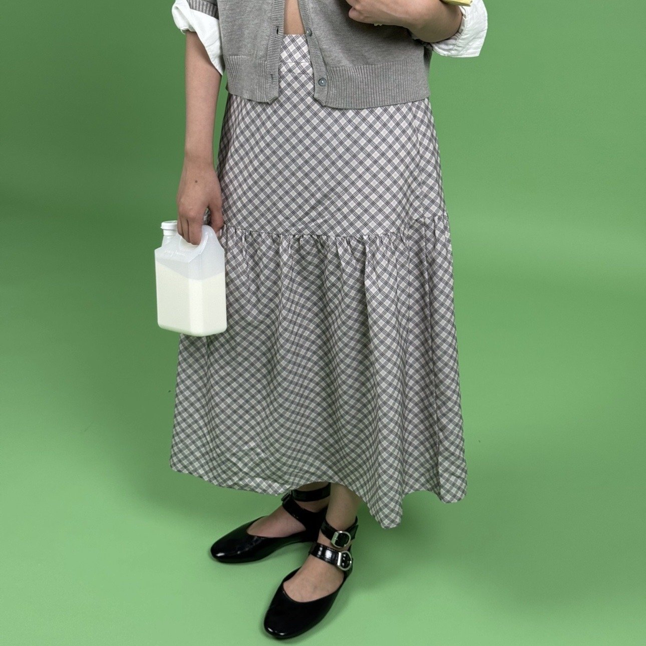 SOMETHING HONEYCOMB CHECKED SKIRT