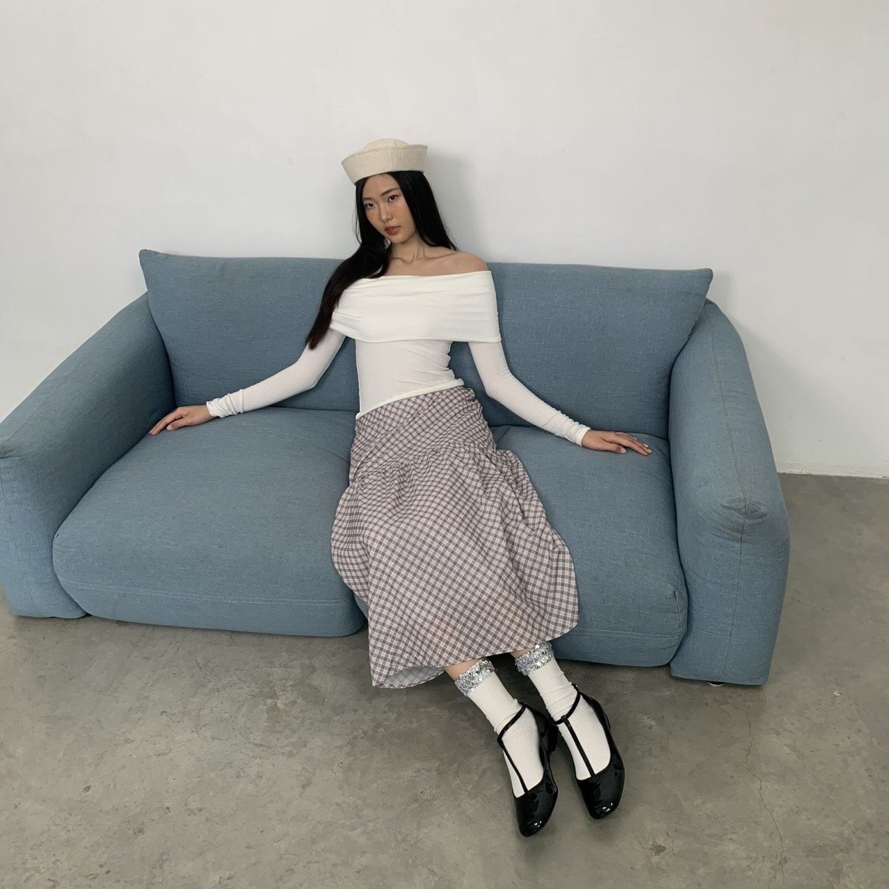 SOMETHING HONEYCOMB CHECKED SKIRT