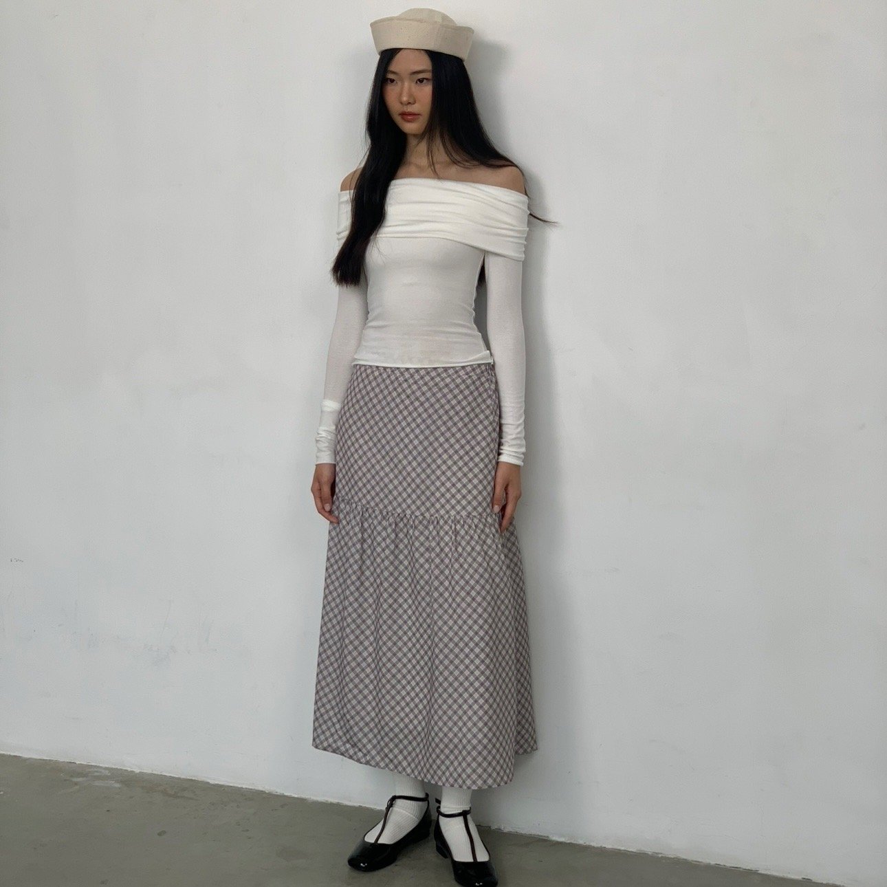 SOMETHING HONEYCOMB CHECKED SKIRT