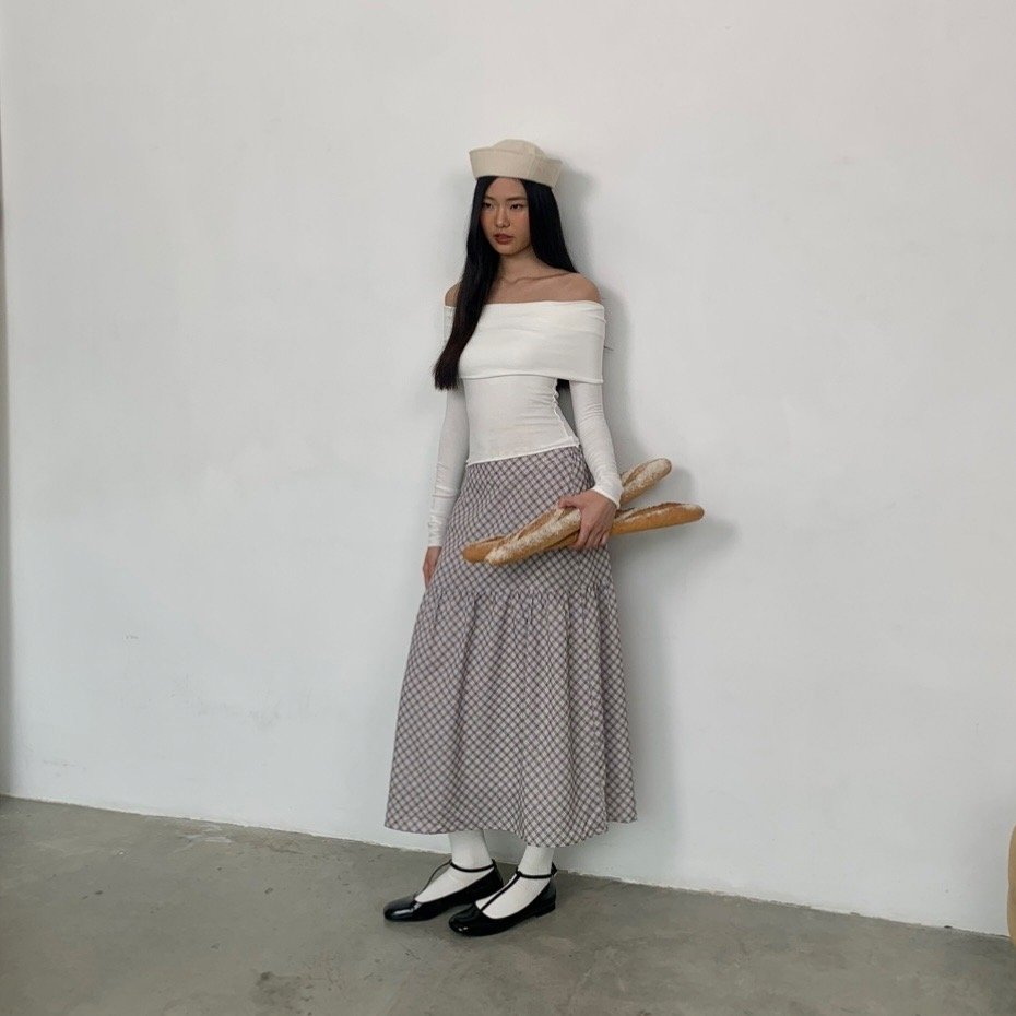 SOMETHING HONEYCOMB CHECKED SKIRT