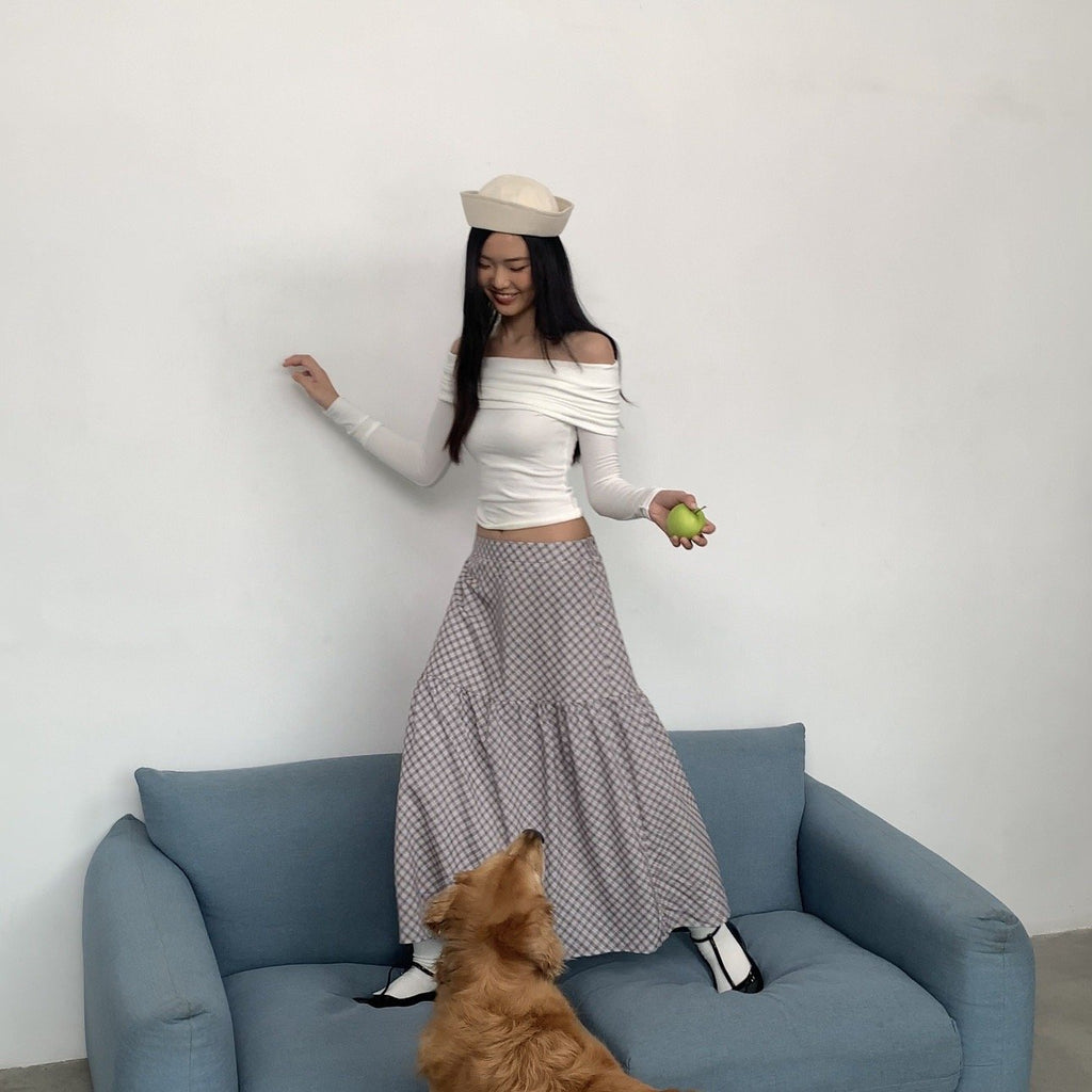 SOMETHING HONEYCOMB CHECKED SKIRT