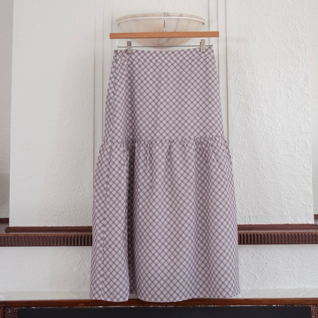 SOMETHING HONEYCOMB CHECKED SKIRT