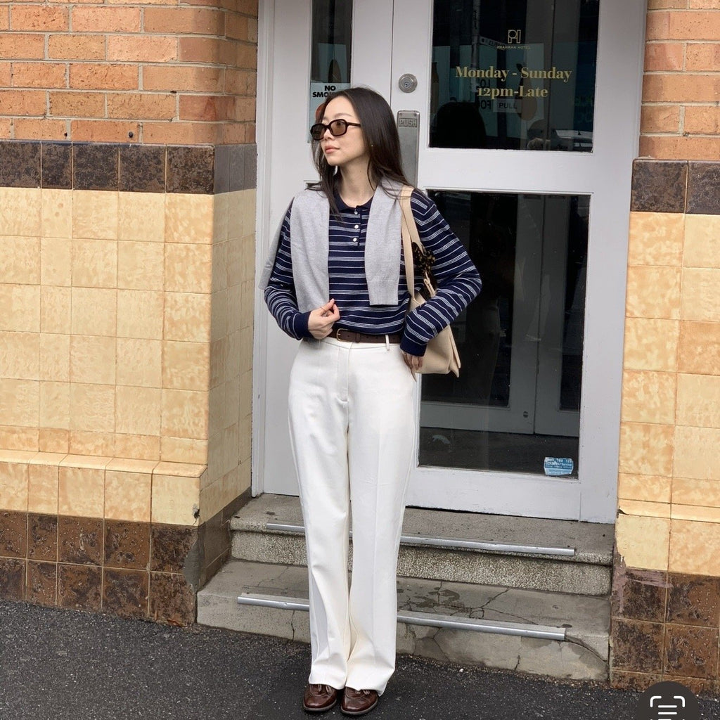 SOMETHING NAVY POLO STRIPE KNITS