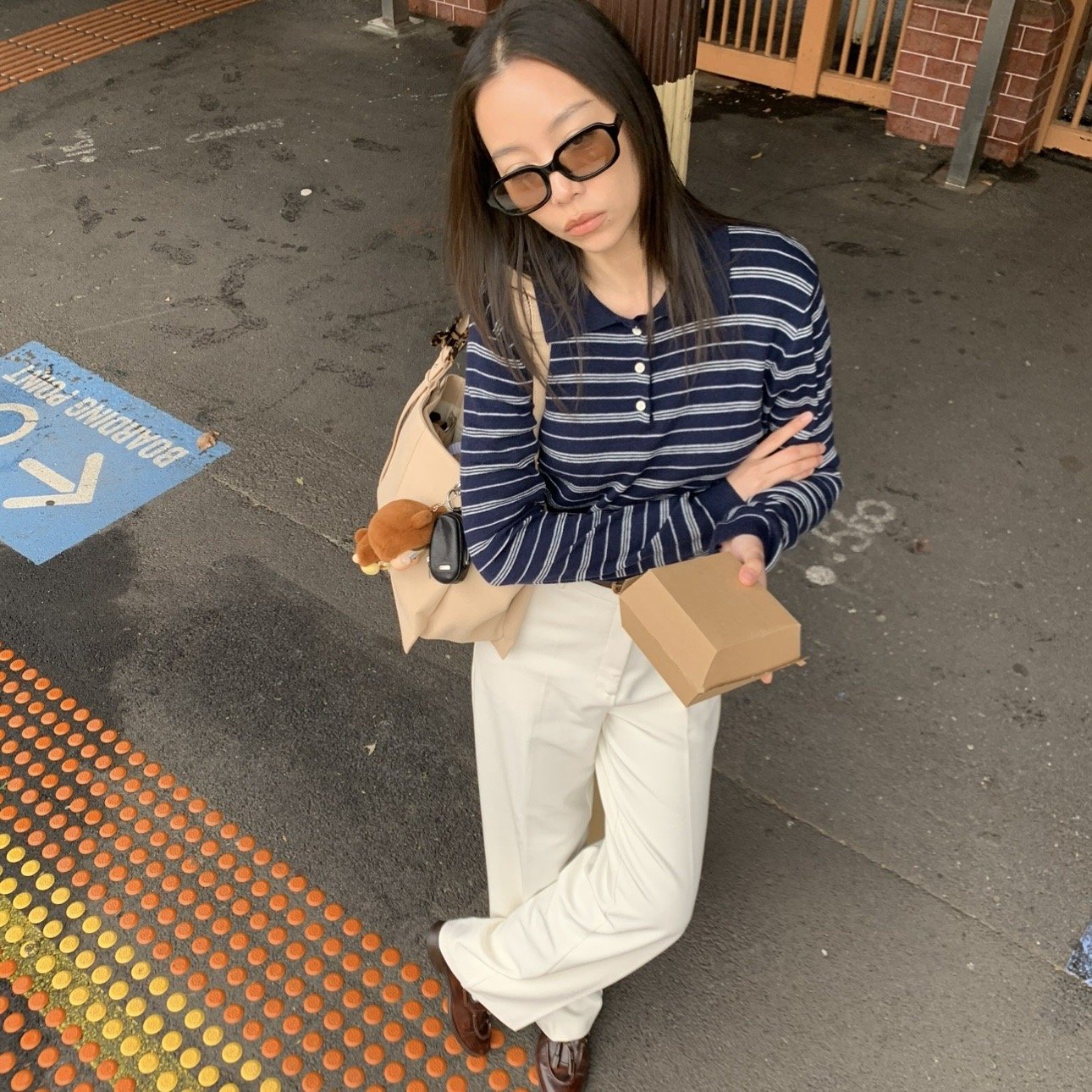 SOMETHING NAVY POLO STRIPE KNITS
