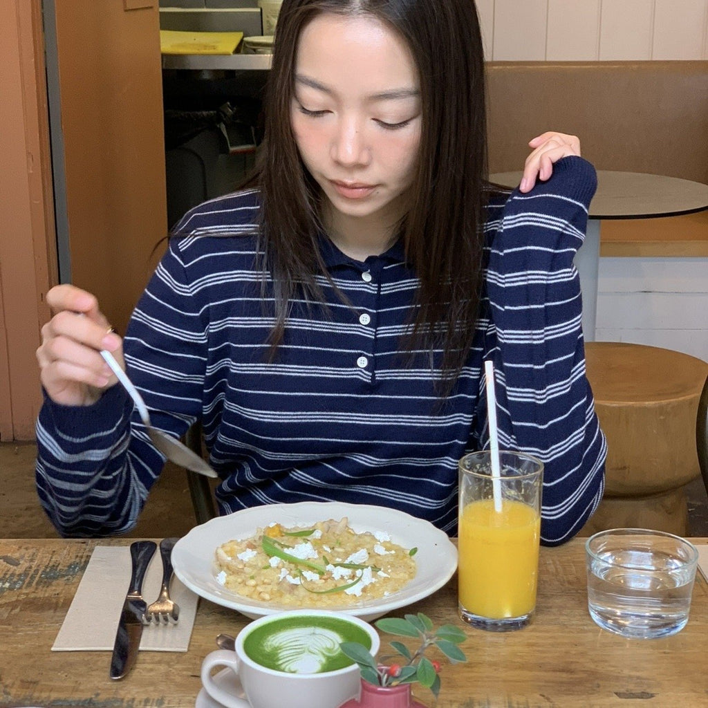 SOMETHING NAVY POLO STRIPE KNITS