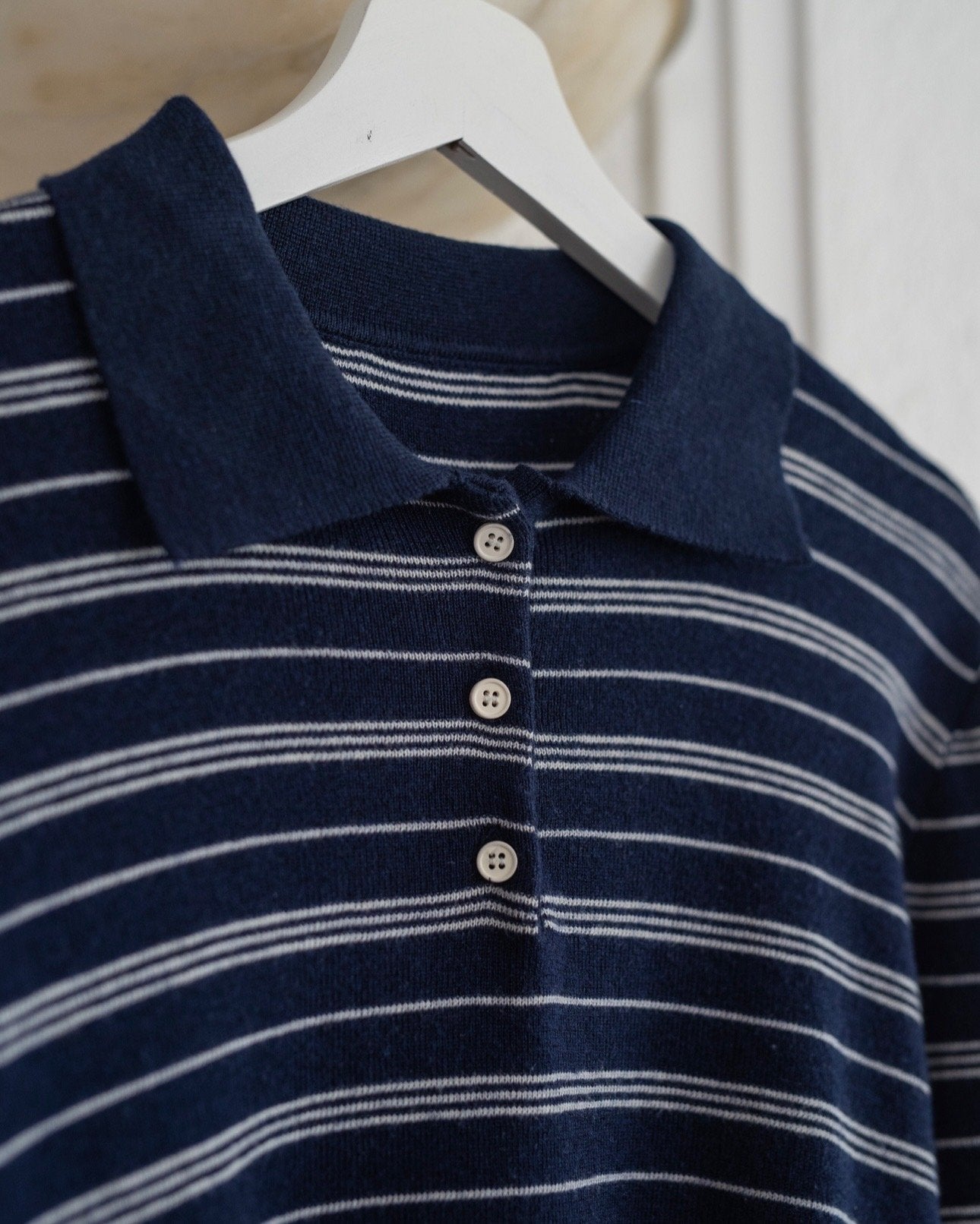 SOMETHING NAVY POLO STRIPE KNITS
