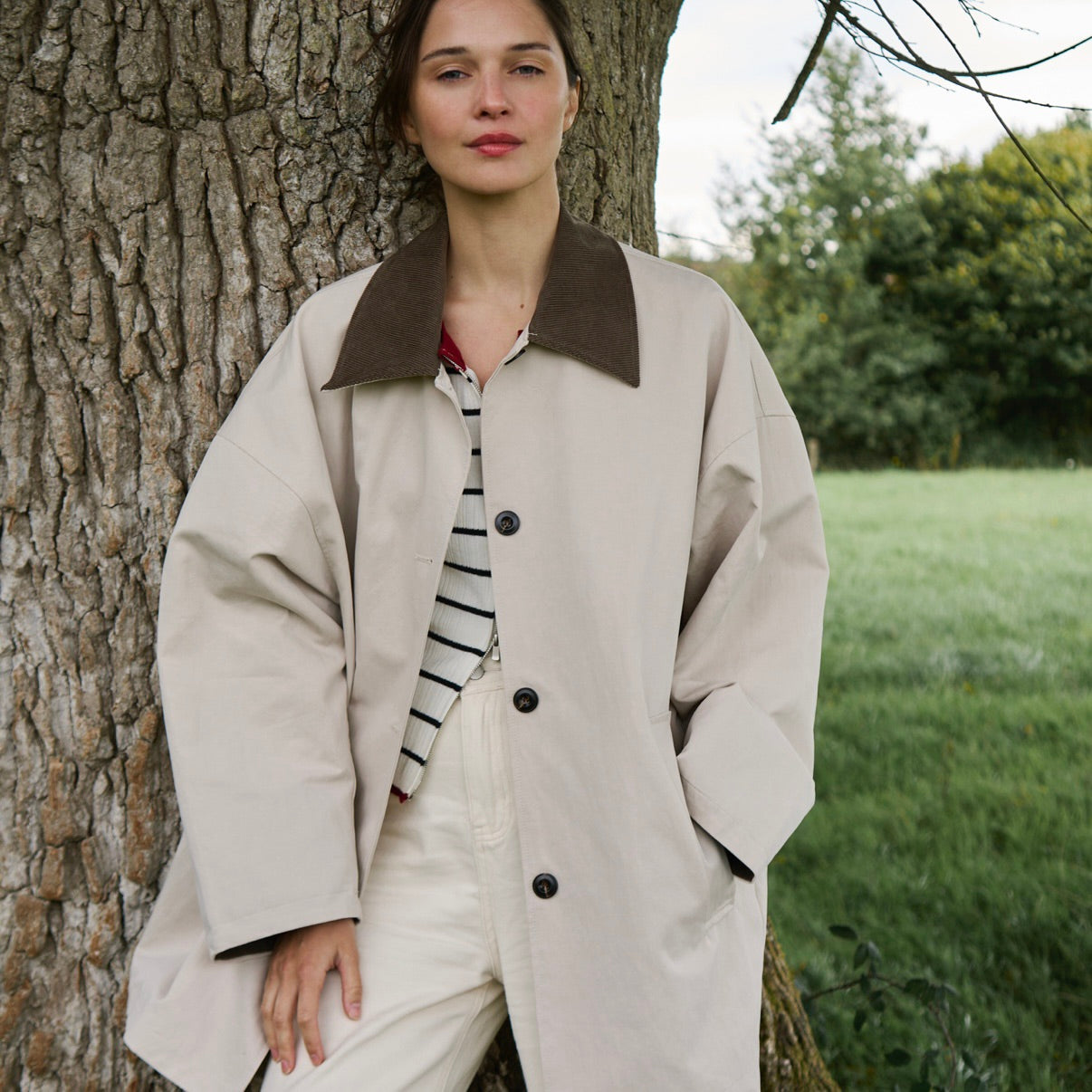 SOMETHING ALMOND COAT