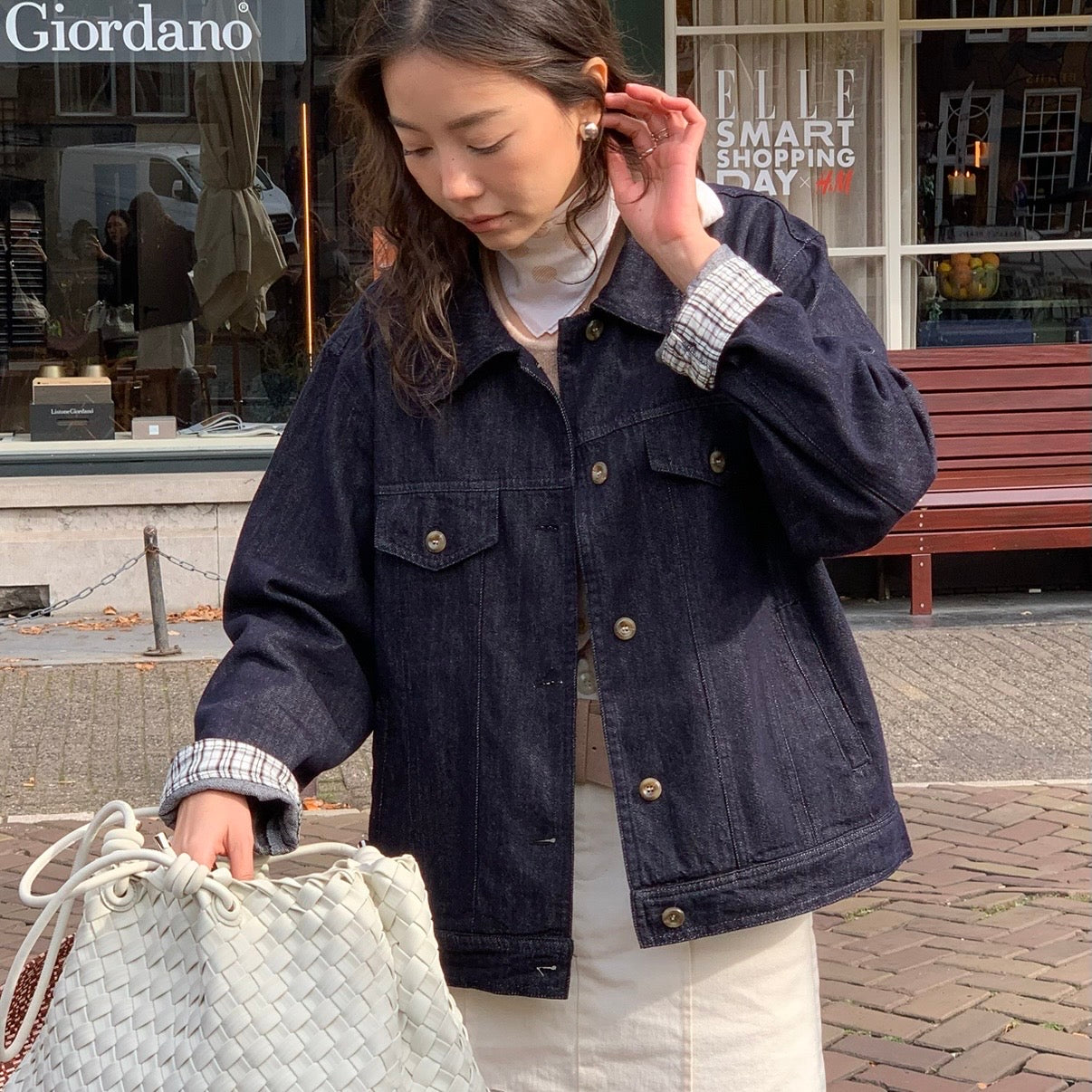 SOMETHING GINGHAM LINING DENIM JACKET