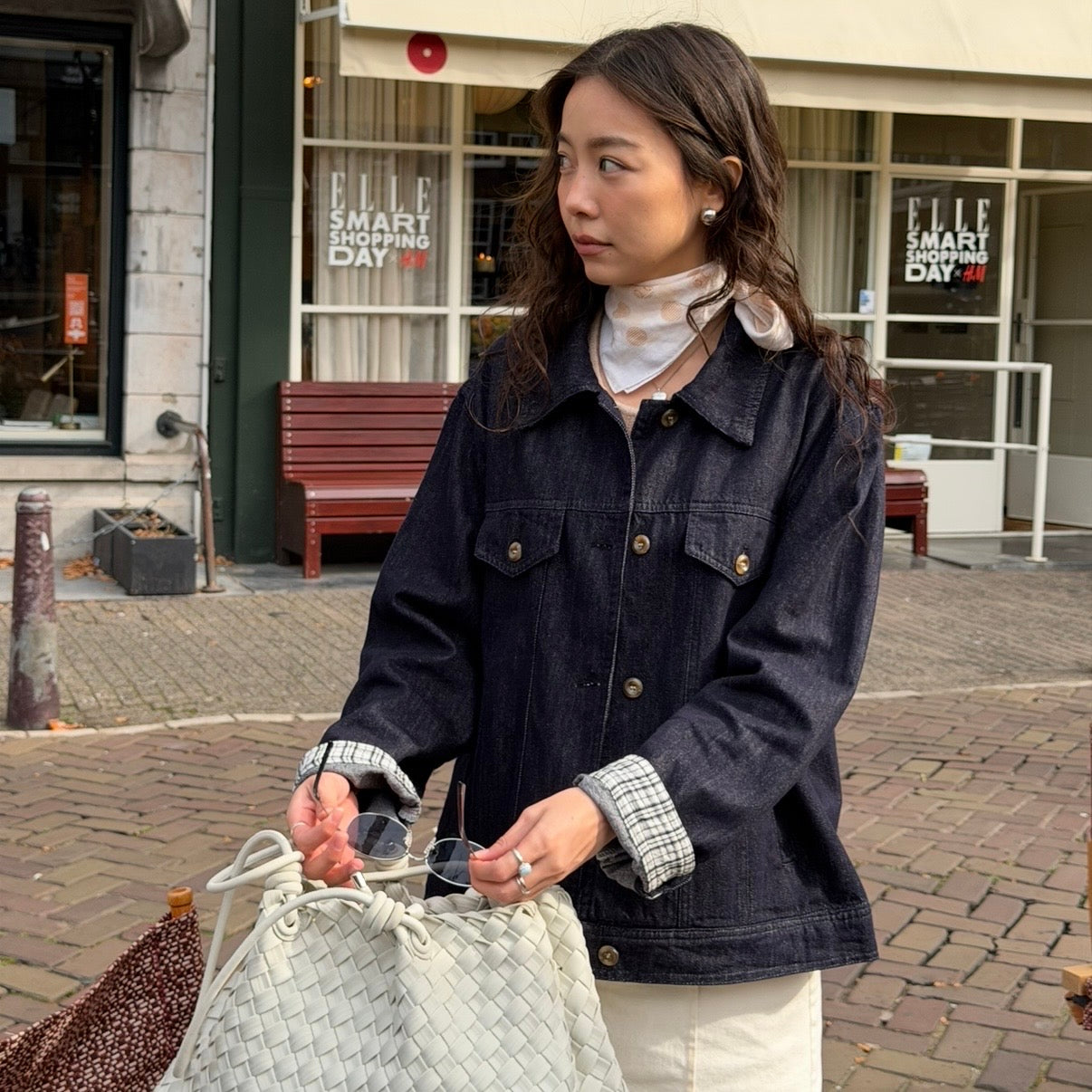 SOMETHING GINGHAM LINING DENIM JACKET