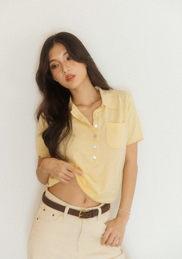 SOMETHING PREPPY POLO KNIT (BUTTER STICK)