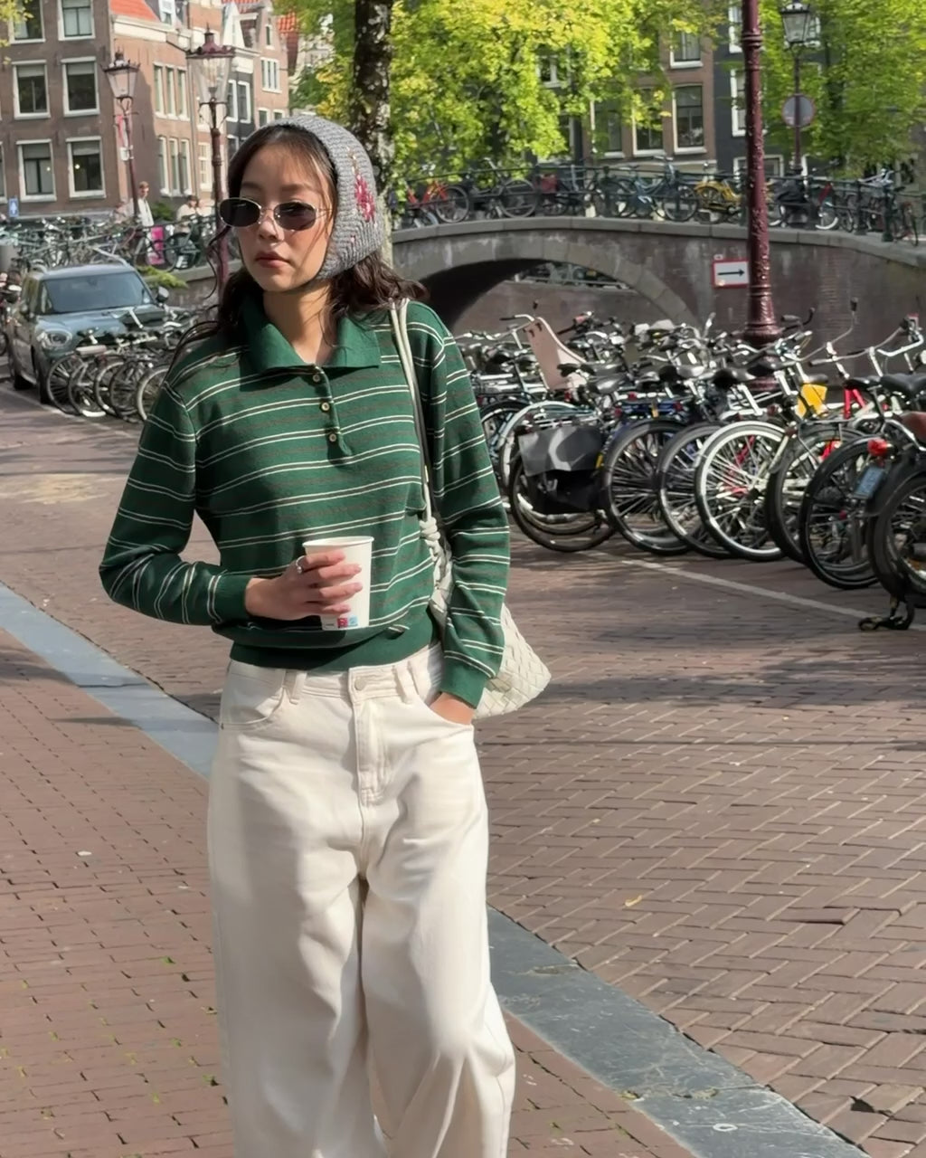 SOMETHING JUNIPER GREEN POLO STRIPE KNITS