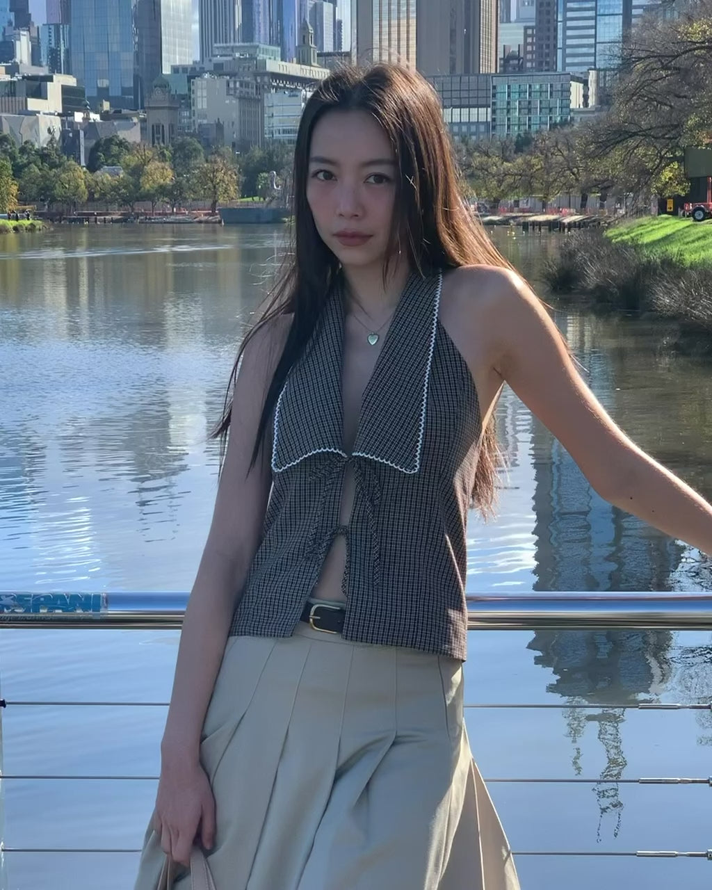 SOMETHING GINGER GINGHAM TOP