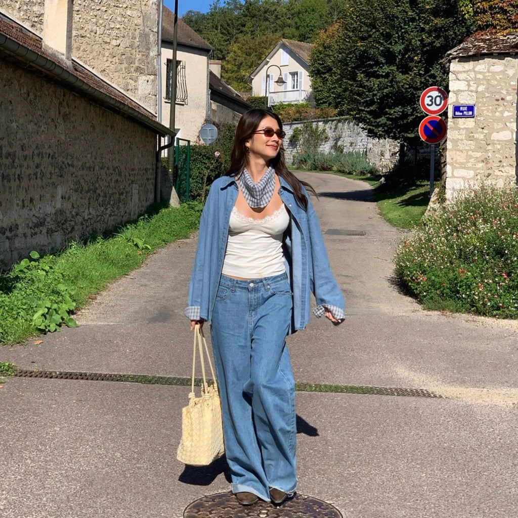 SOMETHING RUSTIC DENIM SHIRT WITH SCARF