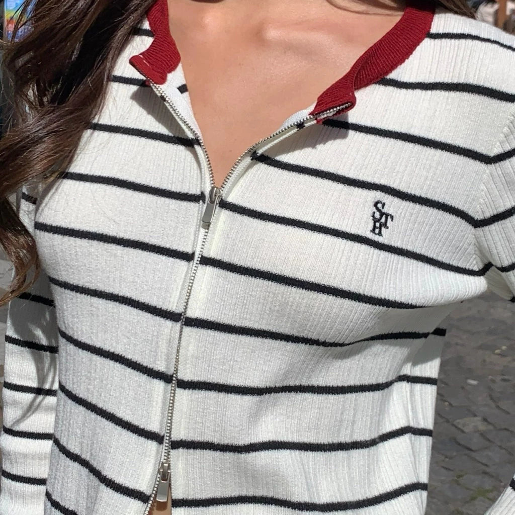 SOMETHING CRANBERRY ZIPPER CARDIGAN