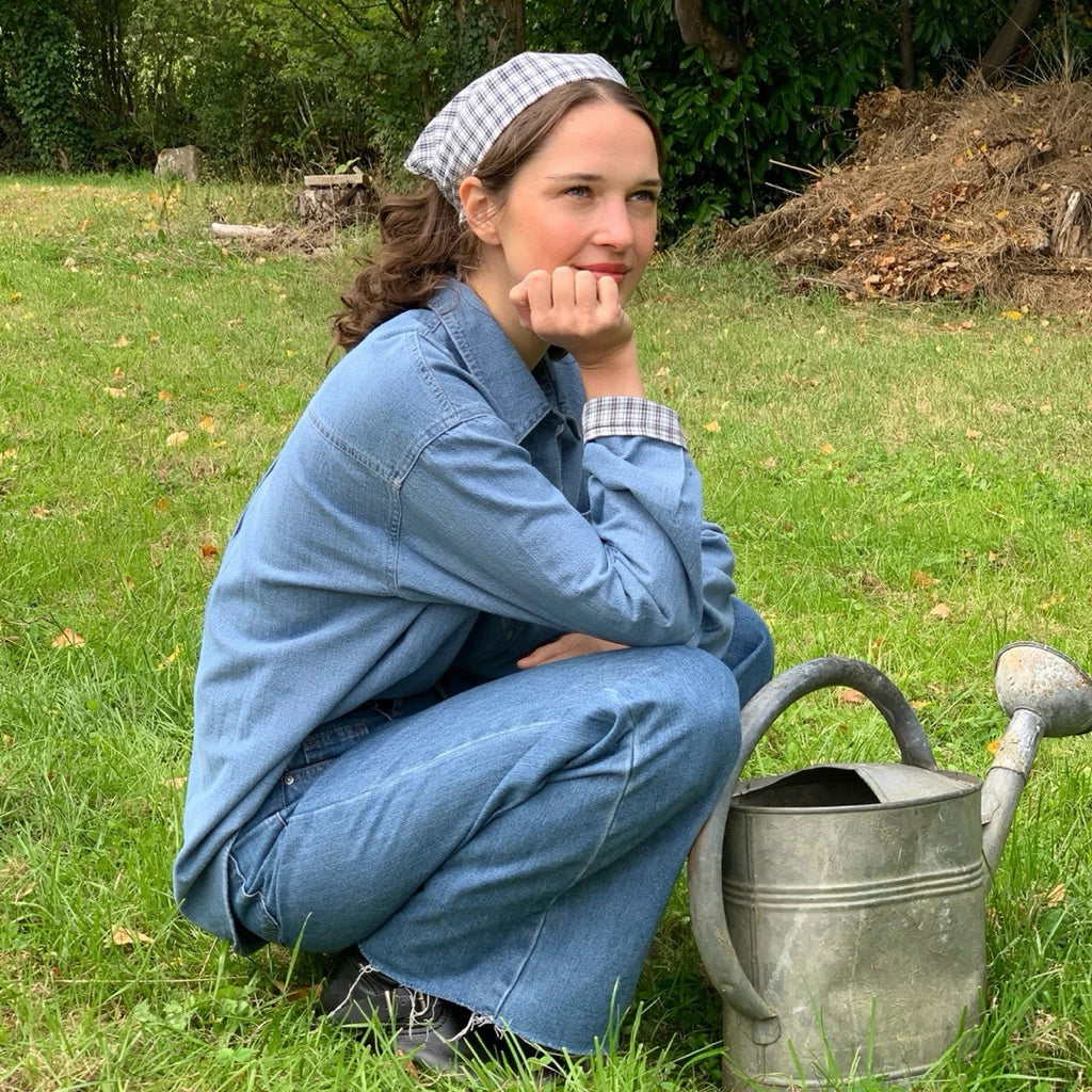 SOMETHING RUSTIC DENIM SHIRT WITH SCARF