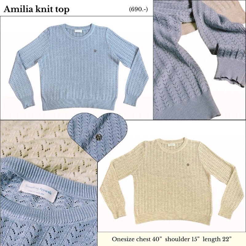 SOMETHING AMILIA KNIT TOP (BLUE)