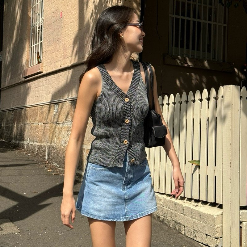 SOMETHING IRIS KNIT VEST (BLACK)