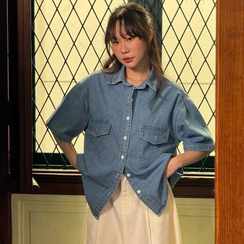 SOMETHING PÂLE BLEU DENIM SHIRT