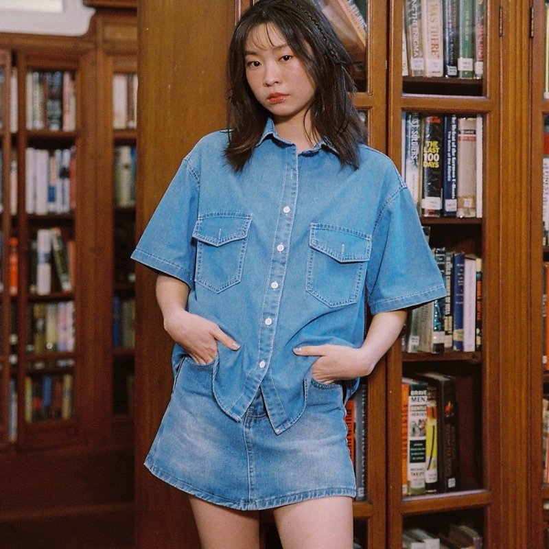 SOMETHING PÂLE BLEU DENIM SHIRT