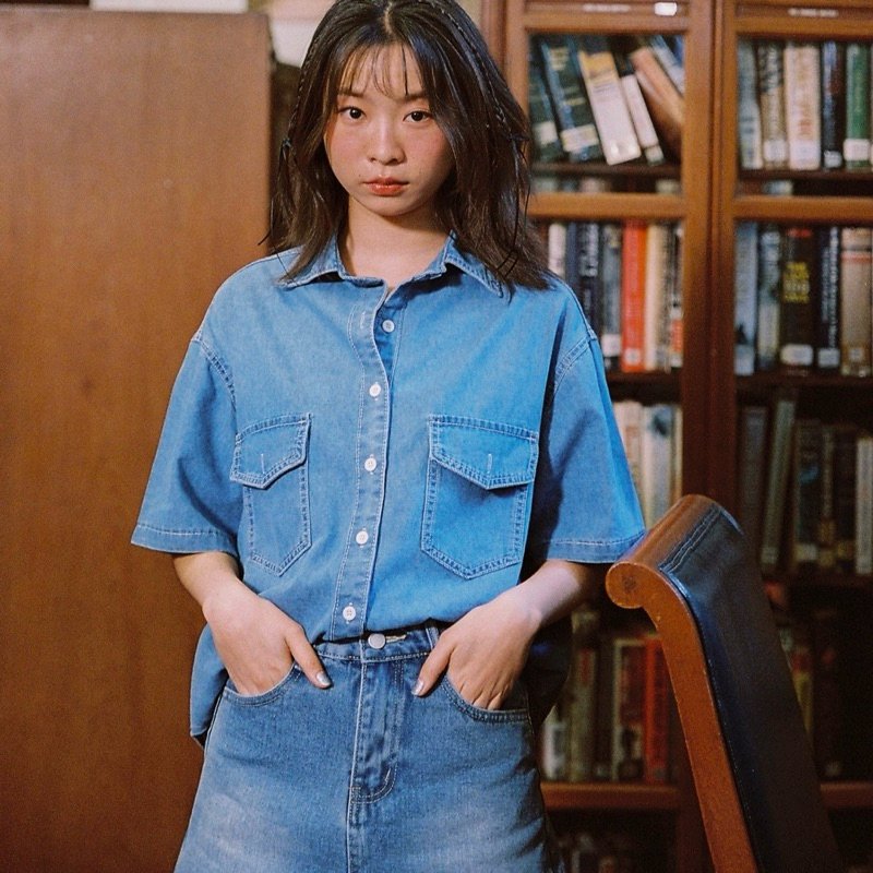 SOMETHING PÂLE BLEU DENIM SHIRT