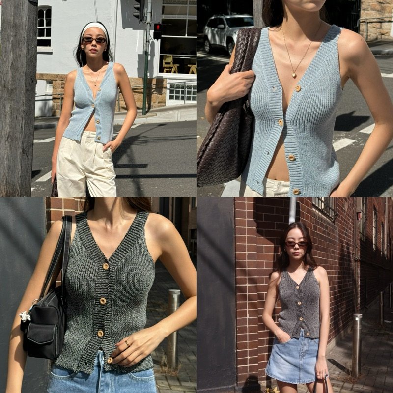 SOMETHING IRIS KNIT VEST (LIGHT BLUE)