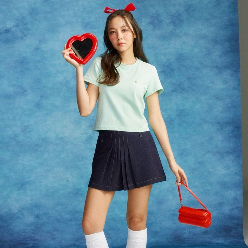 SOMETHING DENIM PLEATED SKIRT