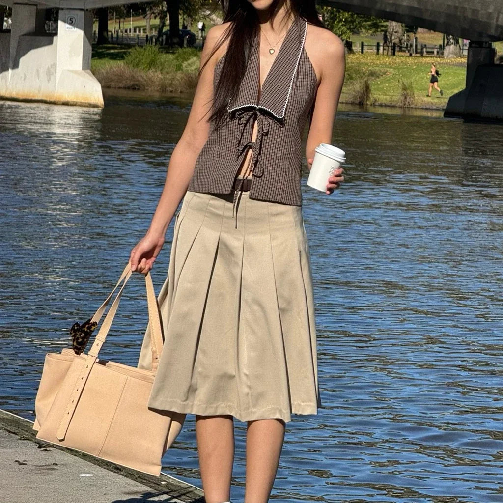 SOMETHING GINGER GINGHAM TOP