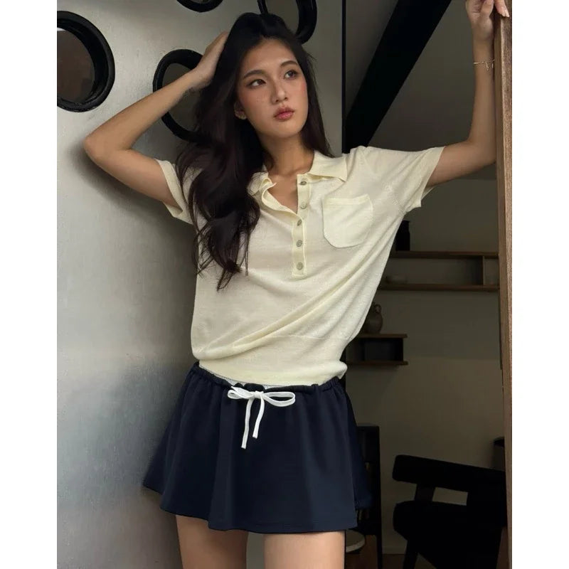 SOMETHING PREPPY POLO KNIT (OAT MILK)