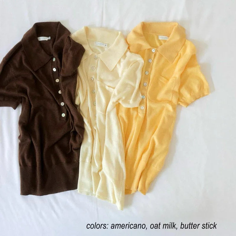SOMETHING PREPPY POLO KNIT (BUTTER STICK)