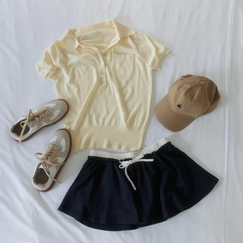 SOMETHING PREPPY POLO KNIT (OAT MILK)